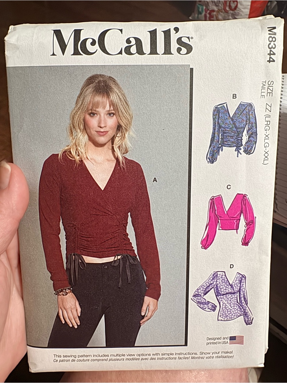 BN UNCUT McCall's 8344 ZZ SEWING PATTERNS BLOUSE TOP